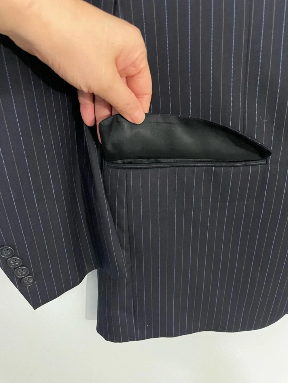 Ralph Lauren Navy Pinstripe Pure Wool Two-Button Blazer Size 40R